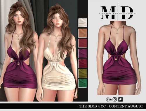 Draped Mini Dress With Halter Neckline