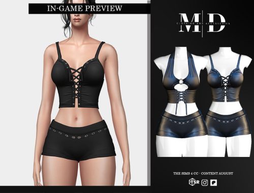 Jeyssel Set Leather Corset Top And Minishort