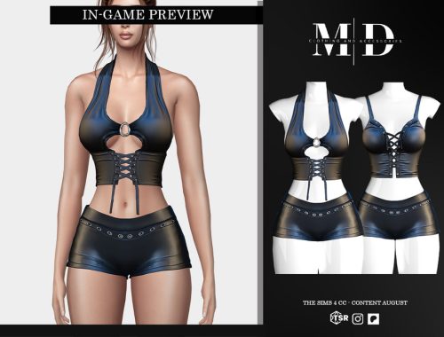 Jeyssel Set Leather Corset Top And Minishort