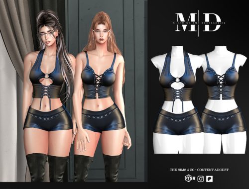 Jeyssel Set Leather Corset Top And Minishort