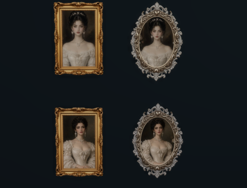 Elegant Dark Hair Victorian Lady Portraits