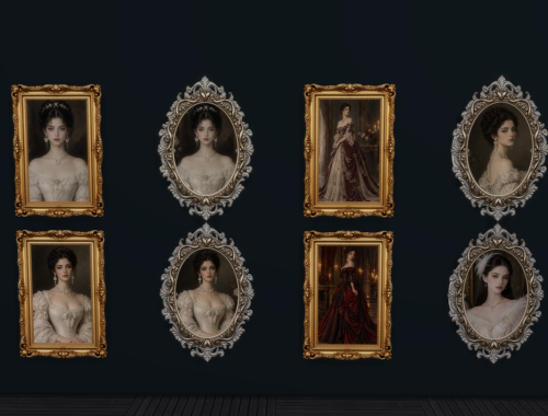 Elegant Dark Hair Victorian Lady Portraits