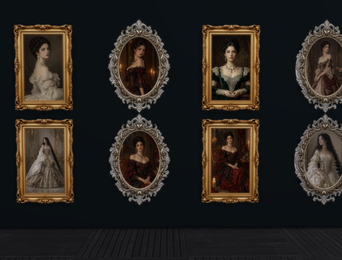 Elegant Dark Hair Victorian Lady Portraits