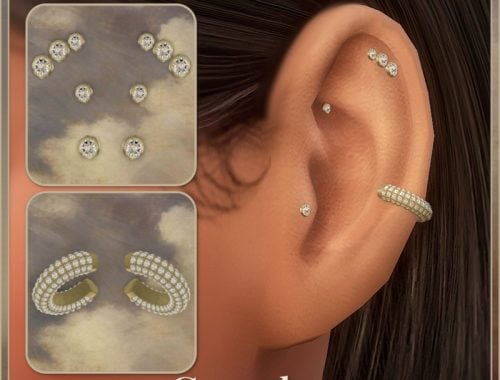 Cumulus Accessory Earrings Set - Diamond Stud And Cuff Add-on Earrings