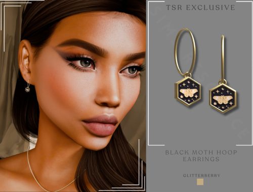 Black Gold Moth Earring
