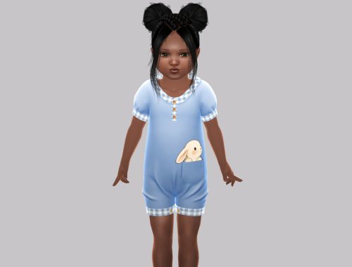 Toddler - Cozy Gingham-trim Romper With Playful Pocket Friend Detail