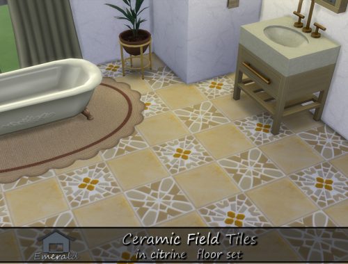 Ceramic Field Tiles In Citrine Floor Set