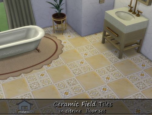Ceramic Field Tiles In Citrine Floor Set