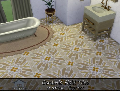 Ceramic Field Tiles In Citrine Floor Set