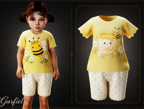 Toddler - Sunny Bee Shorts Set With Sweet Daisy Charm