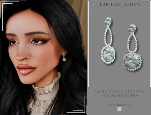 Moss Agate Diamond Bridal Earrings