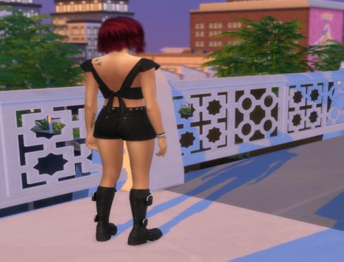 Black Ribbon Crop Top And Shorts Set