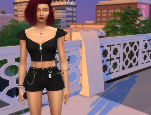 Black Ribbon Crop Top And Shorts Set