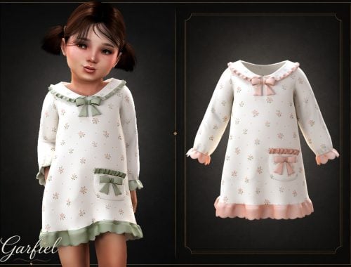 Toddler - Sweet Floral Dress With Ruffled Trim And Bows