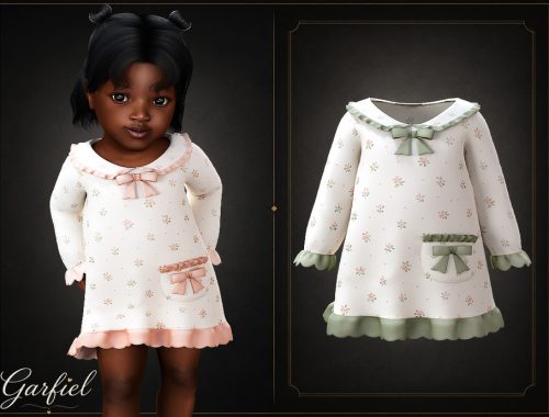 Infant - Cozy Floral Dress With Ruffled Trim And Sweet Bows