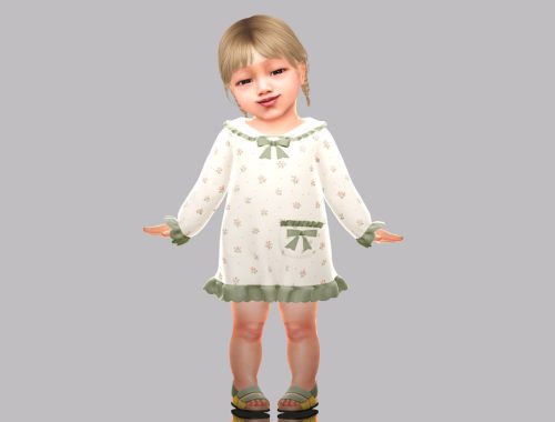 Infant - Cozy Floral Dress With Ruffled Trim And Sweet Bows