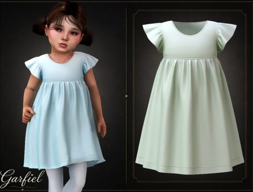 Toddler - Soft Flutter Sleeve Dress With Airy Gathered Silhouette