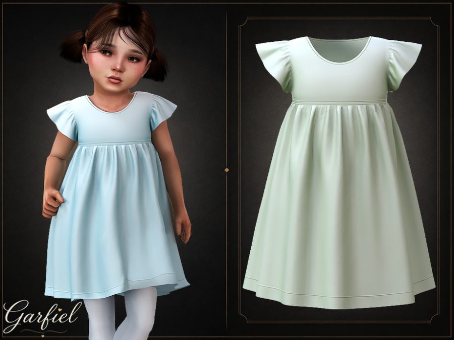 Toddler - Soft Flutter Sleeve Dress With Airy Gathered Silhouette