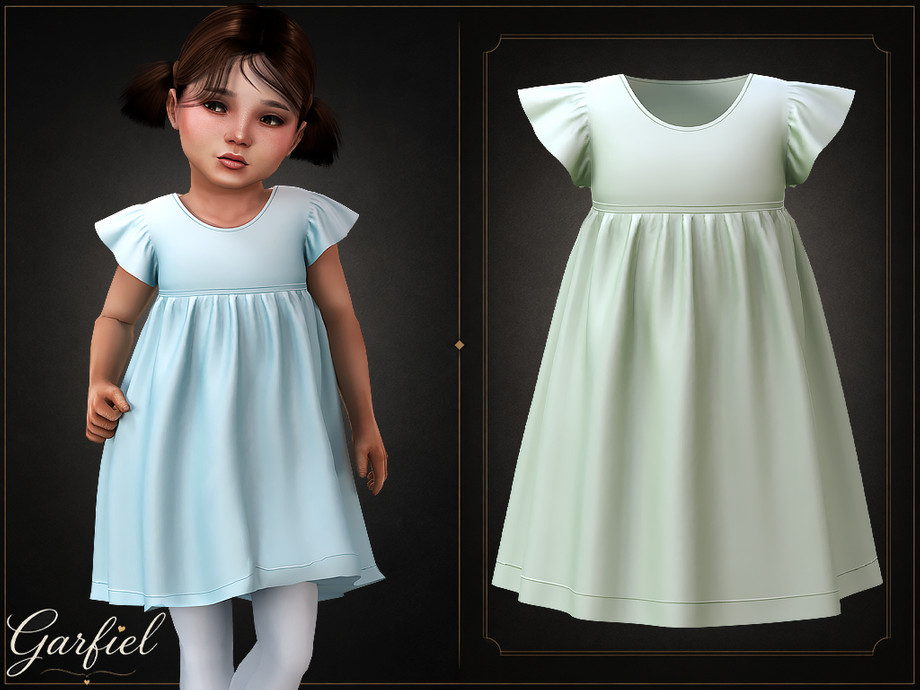 Toddler - Soft Flutter Sleeve Dress With Airy Gathered Silhouette