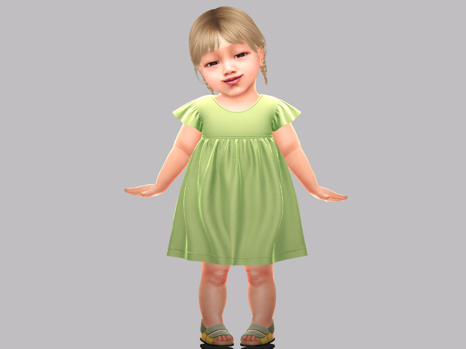 Infant - Delicate Flutter Sleeve Dress With Soft Gathered Baby Silhouette - Image 2