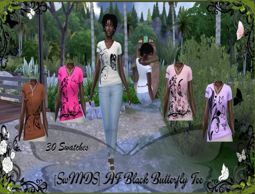 Swmds - Af Black Butterfly Tee Shirts