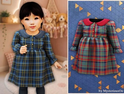 Infant - Warm Plaid Ruffle Dress