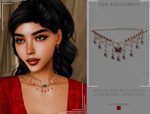 Blood Red Butterfly Statement Necklace