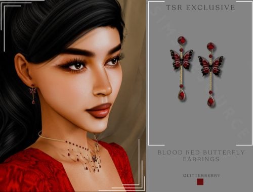 Blood Red Butterfly Statement Earrings