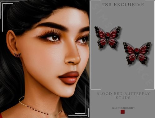Blood Red Butterfly Statement Studs