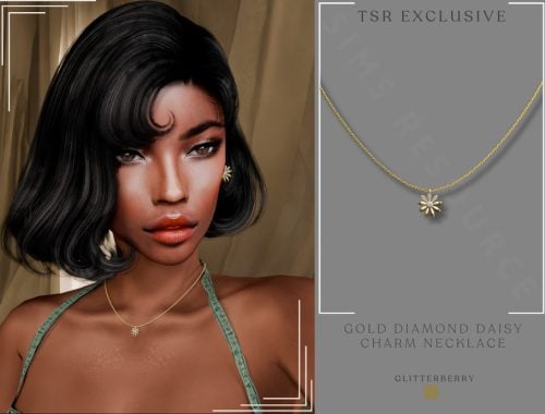 Gold Diamond Daisy Charm Necklace