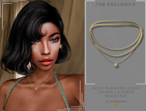 Gold Diamond Daisy Cham Layered Necklace
