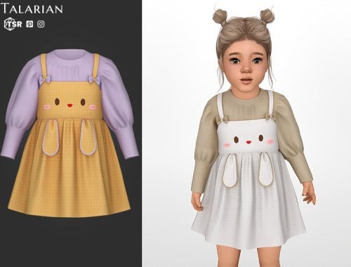 Scottie Dress With Bunny Detail And Bow Straps