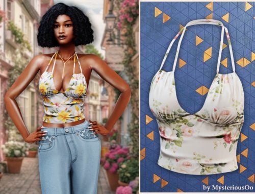 Summer Floral Halter Crop Top