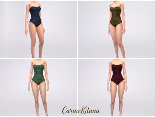 Leda Faux-suede Style Strapless One-piece Swimsuit