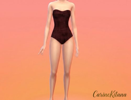 Leda Faux-suede Style Strapless One-piece Swimsuit