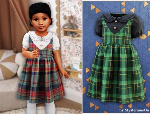 Toddler - Plaid Peter Pan Dress With Blouse