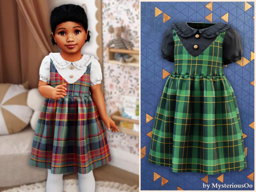 Toddler - Plaid Peter Pan Dress With Blouse