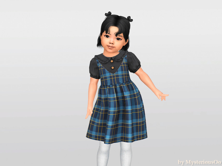 Toddler - Plaid Peter Pan Dress With Blouse - Image 2