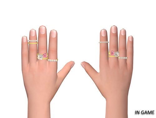 Rose And Pearls Rings Set