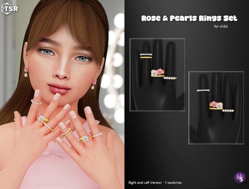 Rose And Pearls Rings Set
