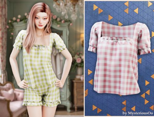 Gingham Ruffle Pajama Top