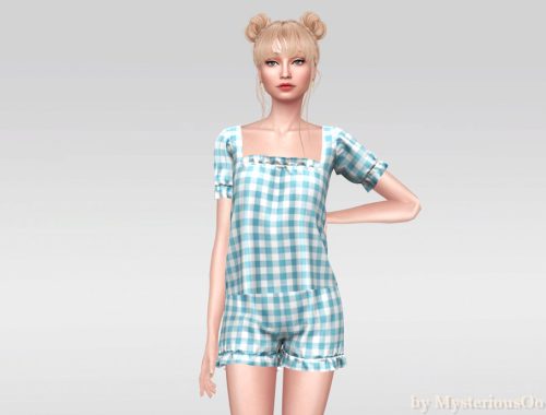 Gingham Ruffle Pajama Top
