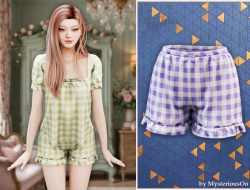 Gingham Ruffle Pajama Shorts