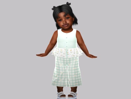 Infant - Adorable Patterned Set With Layered Ruffles And Wide Pants