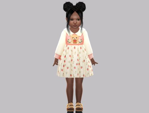 Toddler - Sweet Strawberry Dress With Playful Collar And Cute Print