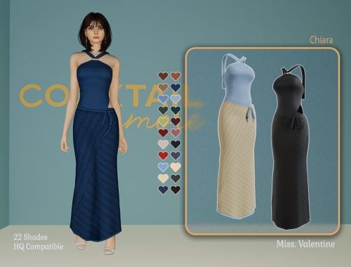 Chiara Long Halter Dress With Cut On The Hip