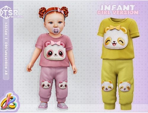 Infant Girl Set - Cute Panda Face