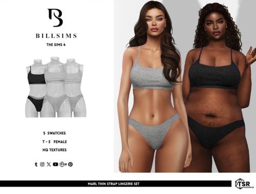 Marl Thin Strap Lingerie Set