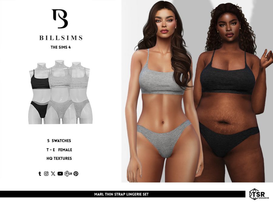 Marl Thin Strap Lingerie Set