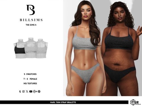 Marl Thin Strap Lingerie Set